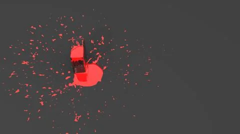 Computer filled with red paint in the form of a blot Stock Illustration