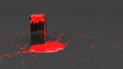 Computer filled with red paint in the form of a blot Stock Illustration