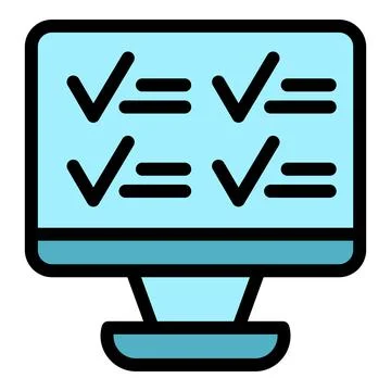 Computer final exam icon color outline vector Illustrazione stock