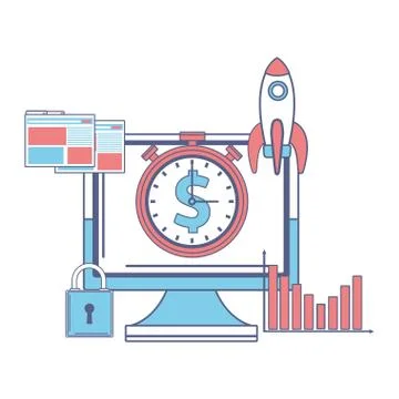 Computer financial icons Illustrazione stock