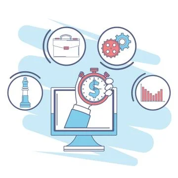 Computer financial icons Illustrazione stock