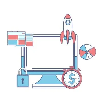 Computer financial icons イラスト素材