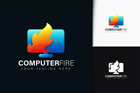 Computer fire logo design with gradient Ilustración de archivo