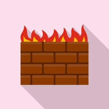 Computer firewall icon, flat style Illustrazione stock