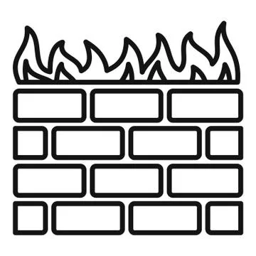 Computer firewall icon, outline style Stock Illustration