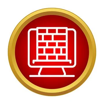 Computer firewall protection blocking online network threats icon Stock Illustration