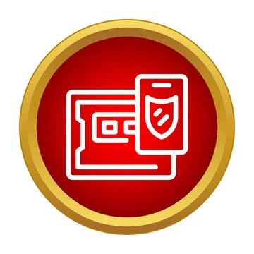 Computer firewall security data protection flat icon Stock Illustration