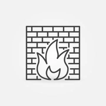 Computer firewall vector concept icon in outline style Ilustración de archivo