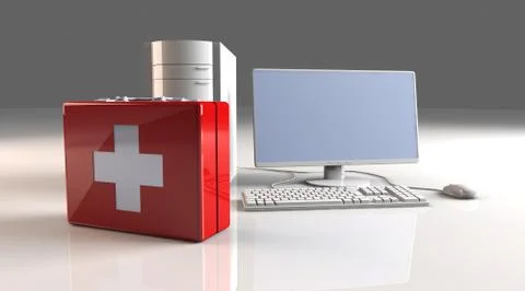 Computer first aid Stock Illustration