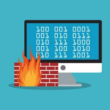 Computer flame and security system design 스톡 일러스트