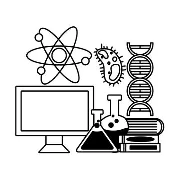 Computer flasks molecule books イラスト素材