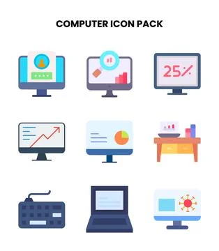 Computer Flat Bundle Icons Pack Stock Illustration