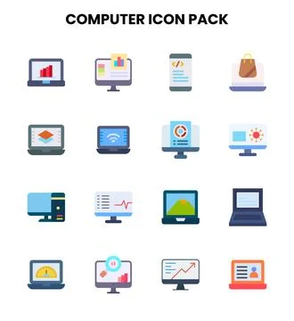 Computer Flat Bundle Icons Pack Illustrazione stock