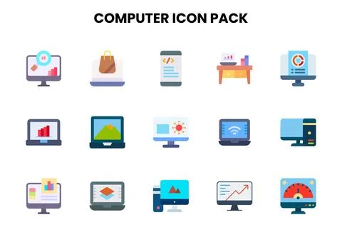 Computer Flat Collection Icons Pack Stockillustratie
