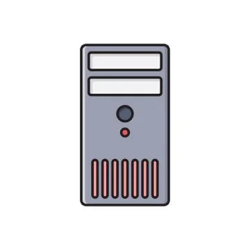 Computer flat color icon Illustrazione stock