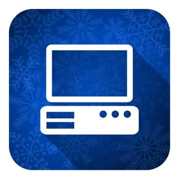 Computer flat icon, christmas button, pc sign. Stock Illustration
