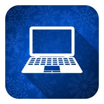 Computer flat icon, christmas button, pc sign. Stock Illustration