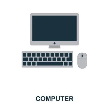 Computer flat icon. Premium style flat icon design. UI. Illustration of computer Stock Illustration