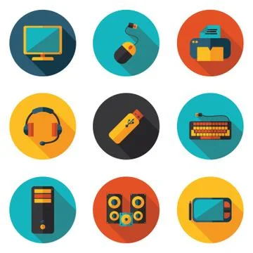 Computer flat icons Stock Illustration