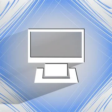 Computer. Flat modern web button on a flat geometric abstract background 스톡 일러스트