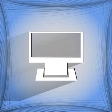 Computer. Flat modern web button on a flat geometric abstract background Stock Illustration