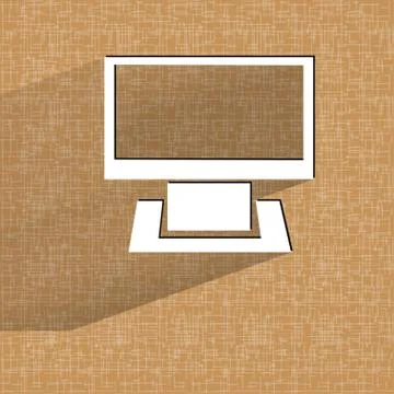 Computer. Flat modern web button on a flat geometric abstract background Illustrazione stock