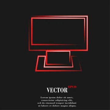 Computer. Flat modern web button and space for your text. Stock Illustration