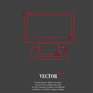 Computer. Flat modern web button and space for your text. Stock Illustration