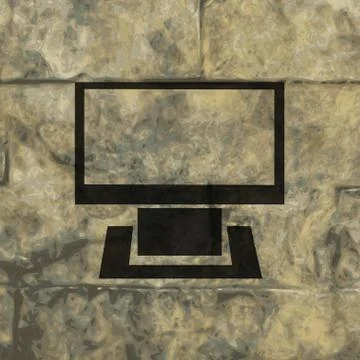 Computer. Flat modern web button and space for your text. 스톡 일러스트