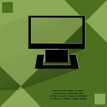 Computer. Flat modern web button on a flat geometric abstract background Stock Illustration