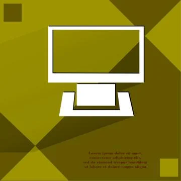 Computer. Flat modern web button on a flat geometric abstract background 스톡 일러스트