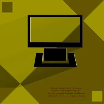 Computer. Flat modern web button on a flat geometric abstract background 스톡 일러스트