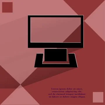 Computer. Flat modern web button on a flat geometric abstract background Stock Illustration