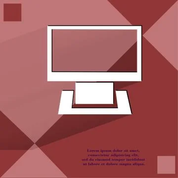 Computer. Flat modern web button on a flat geometric abstract background Stock Illustration