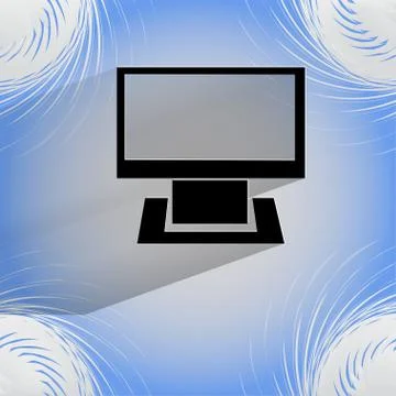 Computer. Flat modern web button on a flat geometric abstract background Stockillustratie