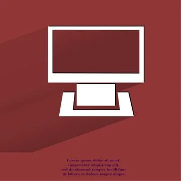 Computer. Flat modern web button with long shadow and space for your text. Illustrazione stock