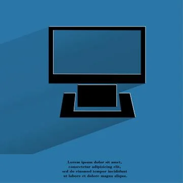 Computer. Flat modern web button with long shadow and space for your text. 스톡 일러스트