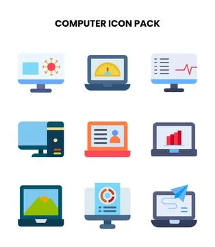 Computer Flat Scalable Icons Pack Ilustración de archivo