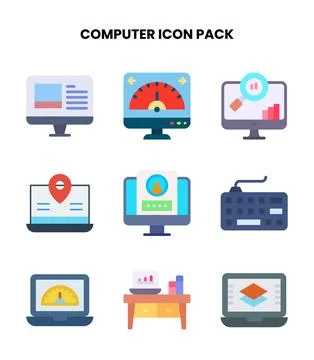 Computer Flat Scalable Icons Pack イラスト素材