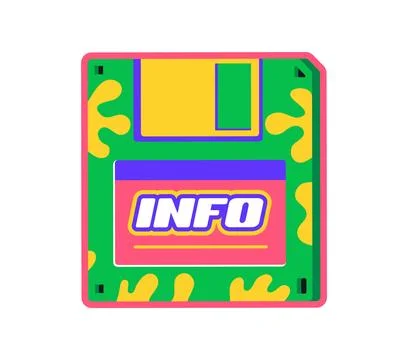 Computer floppy disc Y2K groovy sticker or tag Stock Illustration