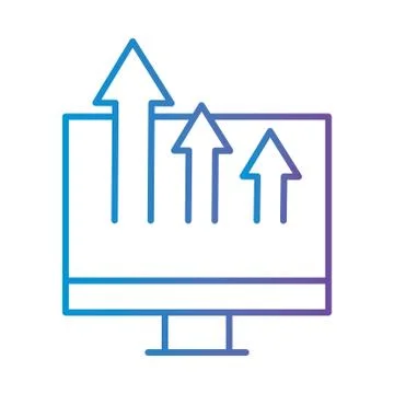 Computer with flow chart gradient style icon vector design Stockillustratie