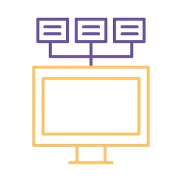 Computer with flow chart line style icon vector design Stock Illustration