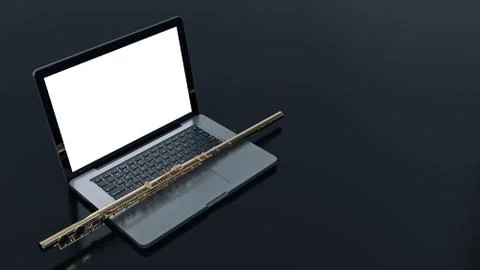 Computer with flute Stock Illustration