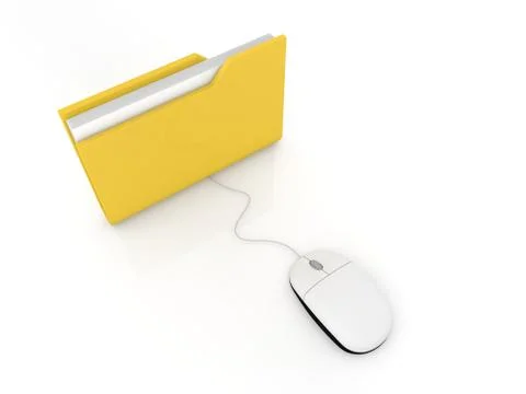 Computer folder and computer mouse on a white background.. Stock Illustration