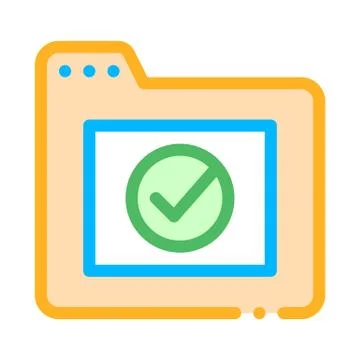 Computer Folder With Approved Mark Vector Icon 스톡 일러스트
