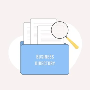 Computer folder with Business Directory label. Digital organizational system for Stock Illustration