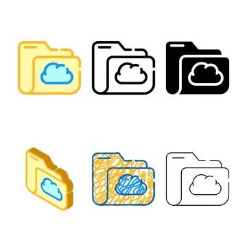 Computer folder cloud multipack storage color icon vector Stock Illustration