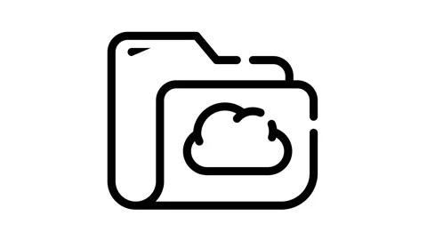 Computer folder cloud storage black icon animation Stock Footage 156652156
