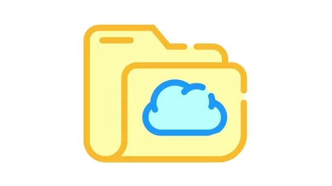 Computer folder cloud storage color icon animation Stock Footage 156651655