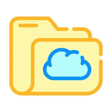 Computer folder cloud storage color icon vector illustration Stock Illustration
